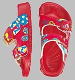 BIRKIS Haiti Girl Synthetic-Sandals Birko-Flor, Cats and Flowers Red, Size 29 EU with a narrow insole