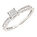 1/4 Carat T.W. Princess, Baguette Cut Diamond Women's Engagement Ring 14K White Gold - Size 7