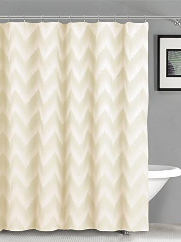 Duck River Textiles Maia Ikat Linen Poly Shower Curtain, Champagne Linen