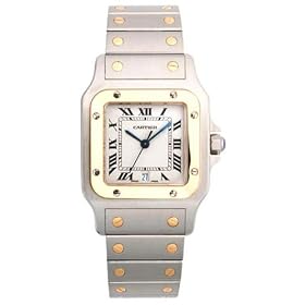 Cartier Mens Santos Galbee Stainless Steel and 18K Gold Watch #W20011C4