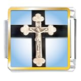 Jewelry : Ivory Crcifix On Cross Religious Italian Charms Bracelet Link