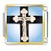 Ivory Crcifix On Cross Religious Italian Charms Bracelet Link