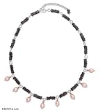 Quartz and pearl necklace, 'Dawn' 0.4 W 17.7 L