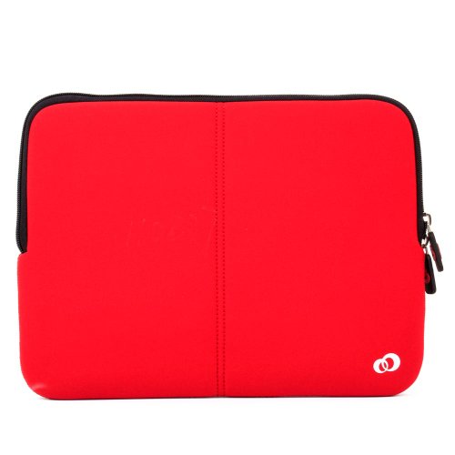 Asus 13.3 Inch Laptop Neoprene Sleeve Case with Dual Hidden Pocket Fits Most Models U31SD-A1, U36JC A1, U36SD XH71, U36Jc NYC, U31SD DH31, U36Jc B2B, U36SD DH51, U30JC B1, U31SD XH51 Color Red - Black + EnvyDeal Velcro Cable Tie