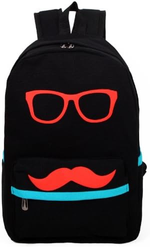 New Cool Funny Mustache Laptop Book Backpack Fashion Bag 6 Colors- Blue/Deep Blue/Pink/Khaki/Black/Yellow
