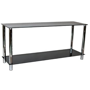 MATRIX - métal et verre noir 2 étagère meuble TV table basse