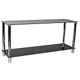 MATRIX - Metal + Glass Slimline TV / Coffee Table - Black + Chrome