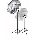 Interfit Photographic 3200k Photoflood 2-Head Lighting Kit with Lightstands & Umbrellas, 1000 watts Output.