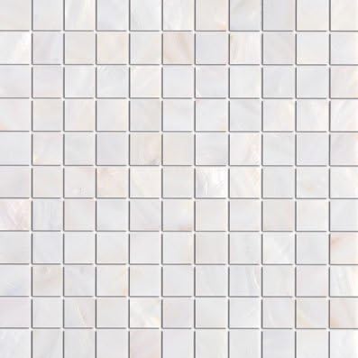 SGT Natural White Pearl Shell 1" x 1" Square Wall &amp; Floor Glass Tile Meshed on 12" x 12" Sheet - Lot of 20 Sheets