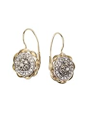 14k Yellow Gold and White Gold Diamond Flower Earring, with White and Brown Diamonds, .48 CTTW of Diamonds (G-H Color, SI2-I1 Clarity)