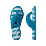 Dearfoams Womens Terry Striped Thong Slippers