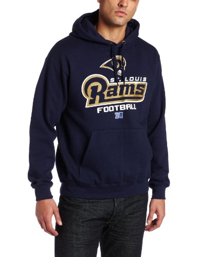 NFL Men's St. Louis Rams Critical Victory V Long Sleeve Hooded Fleece Pullover (Athletic Navy, Small)