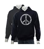 Men's Black Peace Symbol Hoodie Large - Made using the word 
