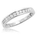 10k White or Yellow Gold Channel-Set Round Diamond Stack Ring (1/4 cttw, H-I Color, I2 Clarity)