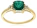 10k Yellow Gold, May Birthstone, Created-Emerald and Diamond Ring, Size 7