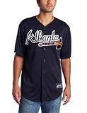 MLB Men's Atlanta Braves Jason Heyward Mar Navy Alternate Short Sleeve 6 Button Synthetic Replica Baseball Jersey Spring 2012  (Mar Navy, Large)
