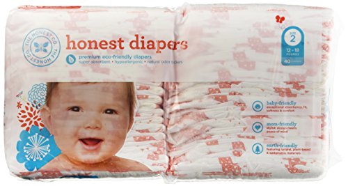 The Honest Company Size 2 Diapers (Giraffe) 12-18 Lbs - One Package of 40 Honest Diapers