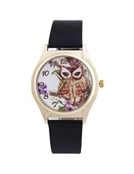 2013newestseller 1 pcs Brand watch 6 colors of Owl Patterns Imitation leather Analog Watches in Black
