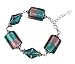 Bracelet - B57 - Murano Style Glass - Rectangle & Diamond ~ Teal & Amethyst