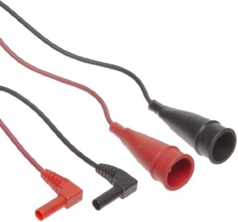 TPI A073 Silicone Test Lead Set with Large Alligator Clips, 0.16" Fixed Right Angle Male Banana Plug, 0.6" Jaw Opening, 1000V/10A Rating, 48" Lead Length, For Insulation Resistance Testers