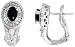 14k White Gold 11/16 (18mm) tall Earrings, w/ 0.90 Carat Round Brilliant & Baguette Diamonds, & 1.2 Carats Blue Sapphire Stones