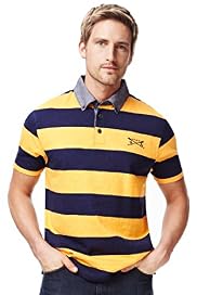 Blue Harbour Pure Cotton Block Striped Slub Polo Shirt