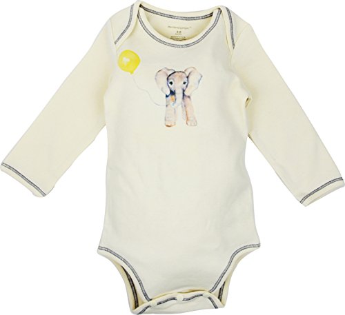 100% Organic Cotton Long Sleeve Unisex Baby Onesie w/ Plant Dye Imprints