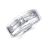 14K White Gold Round Diamond Men's Couple Wedding Ring Band (1/4 ctw., GH Color, SI Clarity)