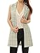 Allegra K Women Open Front Textured Plaids Long Vest