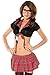 Dear-Lover Womens Top Shirt Mini Skirt School Girl Red Costume