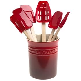 Le Creuset 7-Piece Spatula Set with Crock, Red