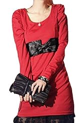  Corset   Waistline Cotton Long Sleeves Above the Knee Mini Dress  With a Bow(s)