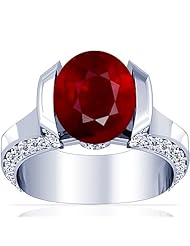 Platinum Oval Cut Ruby Ring With Sidestones