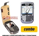 FosCombo Pack - Blackberry 8700, 8700c, 8700g, 8700r, 8700f, 8700v Krusell Handit Multidapt Leather Case with Belt Clip + Free Screen Protector