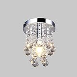 NAVIMC Mini Modern Chandelier Rain Drop Lighting K9 Crystal Ball Fixture Pendant Ceiling Lamp Diameter6.29 Height 9 Inch with 1 LED E12 Bulb Included