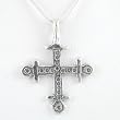 Ornate Double Sided Heraldic Cross Pendant in Sterling Silver on an 18" Snake Chain, #8714