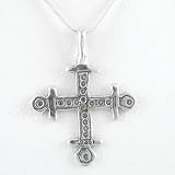 Ornate Double Sided Cross in Sterling Silver on an 18 Snake Chain, #8714