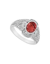 Ruby and Diamond Ring 14K White Gold - 1.50 CT TGW