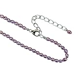 Single Strand Cultured Pearl Chain Necklace w. Silver Clasp, Lavender (16) + 2 Chain Tail