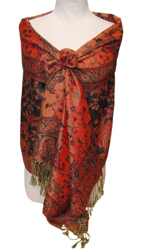 Peach Couture® Reversible Paisley Pashmina Shawl Wrap in Elegant Colors