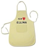 100% Baumwolle Küchenschürze mit Ich Liebe Ellina