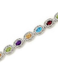 14kt Yellow Gold Oval Emerald and Diamond Bracelet
