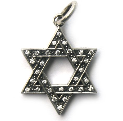 Spiritual Jewelry- Judaica Jewelry – Star of David – Oxidized, Pendant with CZs, Silver