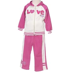 Infant Baby Girls Clothes Dk Pink Love Jogging Suit Outfit Girl 12-24M
