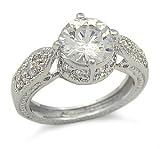 Antique Style Cubic Zirconia Engagement Ring