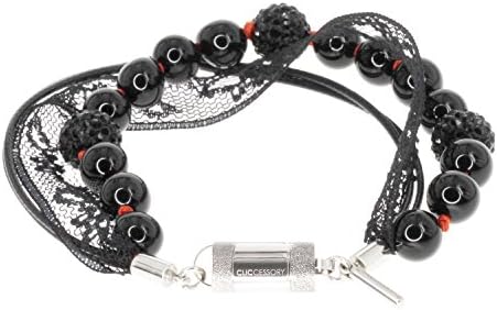Women black agate bracelet - CLICCESSORY SIGNATURE Virginie Night 18cm - with magnetic clasp made from stainless steel. Thanks to the CLIC System the bracelets become necklaces (18)