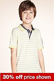Pure Cotton Mock Collar Striped Polo Shirt