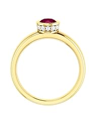 18K Yellow Gold 7.00x5.00mm Oval Cut Rhodolite Garnet and Diamond Ring -- LIFETIME WARRANTY