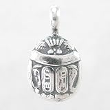 Scarab Beetle Pendant in Sterling Silver, Double Sided, #8698