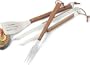 Charbroil 4185331 Three-Piece Stainless Steel Barbecue Tool Set with Wood Handles